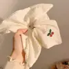 Lenço Quadrado Branco de Tecido Cereja, Laço de Cabelo para Mulheres, Estilo Coreano, Acessório de Cabelo de Coque de Alta Qualidade, Corda de Cabelo Estilo Preguiçoso Grande
