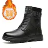 Botas de Invierno de Primera Capa de Piel de Vaca para Hombre Estilo Gentleman con Felpa Engrosada, Integración de Piel, Caña Alta, Botas de Algodón