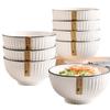 Conjunto Minimalista Estilo Japonês de Tigela e Prato com Linha Preta para Uso Doméstico, Tigela e Prato Cerâmicos Modernos Nórdicos Tigela de Jantar Tigela de Sopa Atacado
