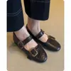 Primer Encuentro con los Zapatos Planos de Mujer Estilo Francés, Zapatos Elegantes para la Noche con una Sola Correa de Hebilla, Adecuados para Combinar con Faldas, Estilo Mary Jane