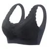Sujetador deportivo de seda helada transpirable con tirantes anchos y espalda descubierta para mujer, de algodón burbuja con encaje, sin aro, sin costuras, talla grande, ropa interior fina