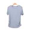 Tangge Silk Camiseta fina de cuello redondo y cintura ajustada de seda morera, sencilla y cómoda, básica, combinable con los hombros al aire, manga corta