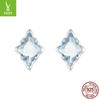 Charme de prata original requintado estrela azul brincos das mulheres verão brilho estrela s925 brincos de prata esterlina
