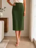 Popular Falda Lápiz Elástica de Comercio Exterior para Mujer, Corte Ajustado, Longitud Media, Fluida, Falda Casual Negra, Falda Profesional de Oficina