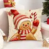 Fronha de Travesseiro Impressa em 3D de Natal Papai Noel Alce Boneco de Neve Boneco de Pão de Gengibre Almofada de Sofá Fronha Decorativa de Feriado