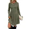 Estación de Otoño e Invierno 2025 Estilo Bohemio Irregular Rayas de Canalé Sólido Vestido Ropa para Mujer