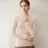 Novo Suéter de Malha Gola Redonda 12 Fios Cashmere Manga Longa Slim Fit Valorizador Base Listrada Outono/Inverno 2026