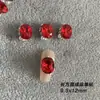 Arte de Unha Vintage com Acabamento Vermelho e Strass Empilhados, Base Curva, Strass Grandes, Pérola, Arte de Unha Deslumbrante, Strass Empilhados, Machado, Decoração de Unha de Açúcar Cristal