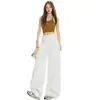 Shangya 7609 Nuevos Jeans Retro Americanos Diseño para Mujer Empalme Blanco Sueltos Pierna Ancha Rectos
