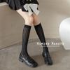 [1 par por lote] calcetines de malla de primavera y verano con torsión para pantorrilla calcetines de rodilla japoneses en blanco y negro medias para niños altos y delgados