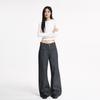 Laranja Seda Roupas Femininas # Tendência Americana Retro Jeans Flare Unissex Outono Novo Calças Largas Soltas
