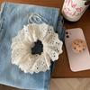Anel de Cabelo de Renda Dupla Camada Estilo Zhao Lusi Acessórios de Cabelo Vintage Maillard Anel Grande Laço Furo Anel de Cabelo Pétala Oca para Mulheres