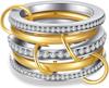 Nuevo Anillo de Circonita Cúbica Apilada de Amazon Oro de 18K Acero de Titanio Grueso Alto Brillo Oro y Plata Anillo Doble