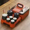 Juego de té de viaje traje pequeño cerámica exterior hogar Kung Fu una tetera cuatro tazas tetera taza portátil regalo creativo