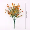 Flor de Té de Eucalipto de 7 Ramas Flor de Plástico Rosa Ramo de Flores Artificiales Decoración del Hogar Fábrica Venta al por Mayor Ramo de Flores Artificiales