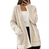 Comercio Exterior Ropa de Mujer 2024 Otoño e Invierno Nuevo Cardigan de Punto Grueso Color Sólido con Cordones Bolsillo de Solapa Suelto Pantalones Chaqueta Suéter