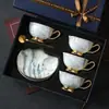 Conjunto de Xícaras de Café de Porcelana Fina e Elegante, Xícara e Pires de Cerâmica Exquisitos, Conjunto Premium em Caixa de Presente para Inauguração de Casa e Recém-Casados