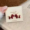 Fique Rico Imediatamente Outono e Inverno Veludo Vermelho Moeda Pônei Brincos de Tarraxa para Mulheres Agulha de Prata 2026 Novos Brincos Festivos de Ano Novo