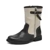 Botas de Cano Curto para Trabalho Femininas 2026 Outono/Inverno Sapatos Femininos Moda de Nicho Botas de Couro Botas de Motociclista Fivela Botas Martin