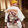 Camiseta Hip-Hop Urso Solta Manga Curta 2026 Tendência Europeia e Americana Tamanho Grande Masculino Estilo Hong Kong Tamanho Grande Gola Redonda Manga Meia