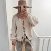 Chaqueta Cardigan de Punto con Cordones y Cuello Redondo 2026 Europea y Americana Transfronteriza Otoño e Invierno Nuevo Jersey Sencillo de Color Sólido para Commuter para Mujer