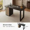 Nueva Mesa de Té para Balcón Estilo Chino con Bandeja de Té de Piedra Almacenamiento de Tetera Soporte para Té Mesa Pequeña para el Hogar Madera Maciza Mesa Simple para Preparar Té