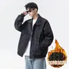 Jaqueta Acolchoada com Gola Lapela Retro Espessa para Homens, Novo Estilo Outono e Inverno 2025, Casaco Casual Americano de Trabalho para Homens, Tendência