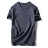 Camiseta de Manga Corta Japonesa de Verano para Hombre Vintage de Algodón y Lino de Media Manga Tendencia para Hombre Delgada de Manga Corta Popular en Internet Mismo Estilo