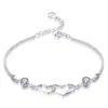 Pulseira Coração com Coração Feminina Simples Fresca de Verão para Presente de Namoradas Moda Diamante Roxo Pulseira Duplo Coração