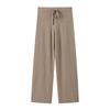 Pantalones de cachemir de color liso para el hogar, de pierna ancha y cintura elástica, para uso diario informal, pantalones de punto sueltos y cálidos para mujer