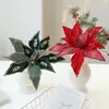 Flores de Navidad nuevas, decoraciones de Navidad, arreglos florales de tela dorada con purpurina de alta gama para árbol de Navidad, flores de malla artificial