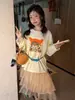 Hua Yu Xun Ropa Infantil Falda para Niñas 2026 Otoño Estilo Coreano Malla Multicapa Falda Pastel Vestido de Princesa para Niñas
