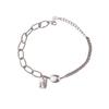 Collar de Frijol de Plata Tailandés Cuadrado de la Suerte Inglés de Gama Alta Dongdaemun de Corea del Sur para Mujer Accesorios de Cuentas Ovaladas de Diseño de Nicho