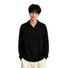 Estilo Coreano Old Money Gola Lapela Malha Outono Inverno Solto Quente Casual Listrado Suéter Masculino Manga Longa Top Masculino