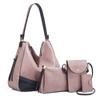 Simples cor combinando bolsa feminina portátil moda grande capacidade de quatro peças conjunto novo europeu e americano único ombro crossbody macio mãe e criança saco