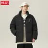 Jaqueta de Algodão com Gola Alta e Estampa de Letras Góticas Personalizada para Homens, Jaqueta Puffer Quente de Inverno com Bainha Ajustável