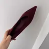 Zapatos de tacón bajo con punta fina estilo francés para mujer 2026 Otoño/Invierno Nuevo Estilo Moda Cómodo Estilo Zapatos de Gamuza para Mujer Boca Baja Zapatos de Noche