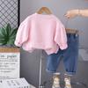 2025 Primavera y Otoño Nuevo Conjunto de Dos Piezas de Sudadera con Flores Casual y a la Moda para Niñas de 1 a 3 Años