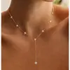 Collar con Colgante en Forma de Y Chapado en Oro de 14K para Mujer, Cadena Ligera de Lujo para Clavícula, Colgante Versátil de Moda Europea y Americana, Nuevo Modelo Transfronterizo
