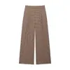 Z Ropa Europea Americana para Mujer Comercio Electrónico Transfronterizo Venta al por Mayor Moda Commute Conjunto de Chaqueta de Traje Corta a Cuadros + Pantalones de Pierna Ancha de Cintura Alta