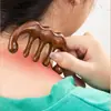 Pente massageador multifuncional de seis bordas de madeira e cinco dentes, pente de cabo longo, sândalo, cinco dedos, cinco dentes, tendão, dentes grandes, pente de madeira fofo