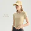 Roupa Esportiva de Secagem Rápida Feminina Verão Fina Roupa de Yoga Tops de Secagem Rápida Modeladora de Cintura Roupa Fitness Corrida Manga Curta Camiseta de Secagem Rápida