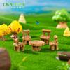 Mesa Criativa Retrô e Banco de Cadeira Pequena Fada Raposa Jardinagem Paisagismo Acessórios de Decoração DIY Mini Micro Paisagem Pequenos Ornamentos