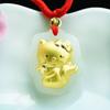 Colgante de Hello Kitty con Incrustaciones de Jade Natural de Jade Hetian Joyería Regalo Transmisión en Vivo Dropshipping S1070227