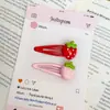 Lindo pasador de fresa para niña, pinza de pico de pato dulce, pinza lateral para flequillo, accesorio para el cabello, estilo de fruta rosa y roja para mujer