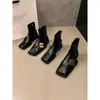 Botines Negros de Punta Cuadrada Estrechos Estilo Francés para Mujer Zapatos 2025 Nuevos Botines de Primavera y Otoño Botas Elegantes de Gama Alta