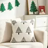 Funda de Almohada Popular Navideña Transfronteriza con Lazo Navideño y Bordado de Estrella de Cinco Puntas, Cojín para Sofá, Funda de Almohada para Decoración del Hogar