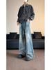 Jeans de Calle Lavados Viejos de Primavera y Otoño Estilo Americano para Hombre Pantalones Rectos de Nicho Diseño de Moda para Hombre