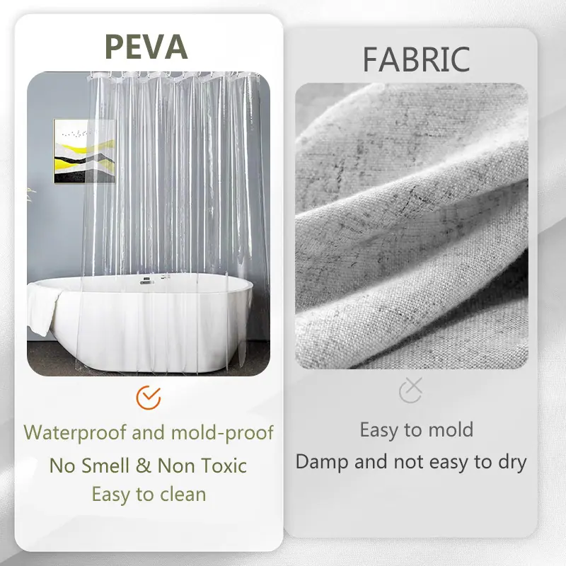 peva防水加厚防霉洗澡帘免打孔浴室专用隔断tem