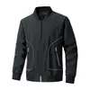 Casaco casual masculino de cor sólida com gola para primavera e outono, jaqueta de moda coreana, conjunto de baseball, outlet de fábrica